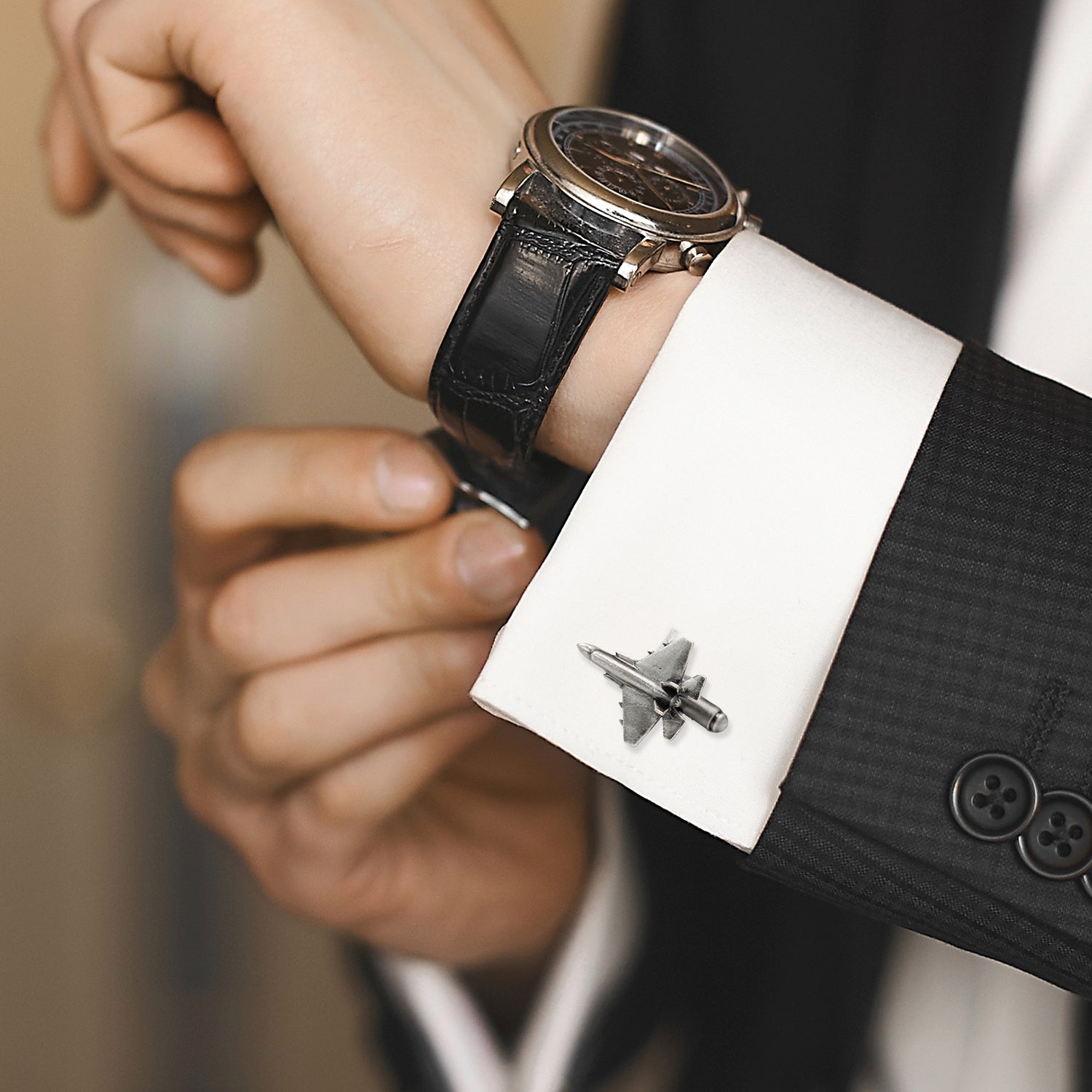 3D Military Jet Cufflinks Image 2
