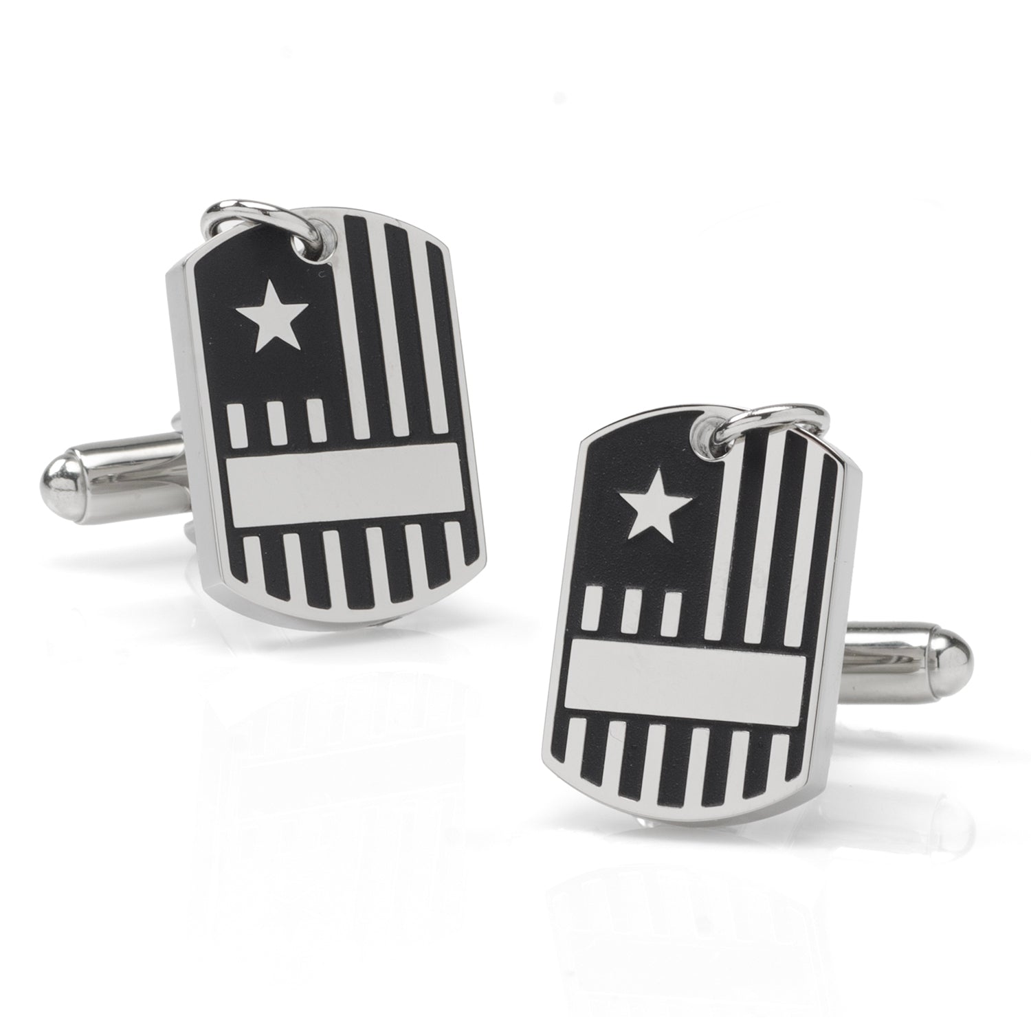 Antique Silver Military Tag Cufflinks Image 1