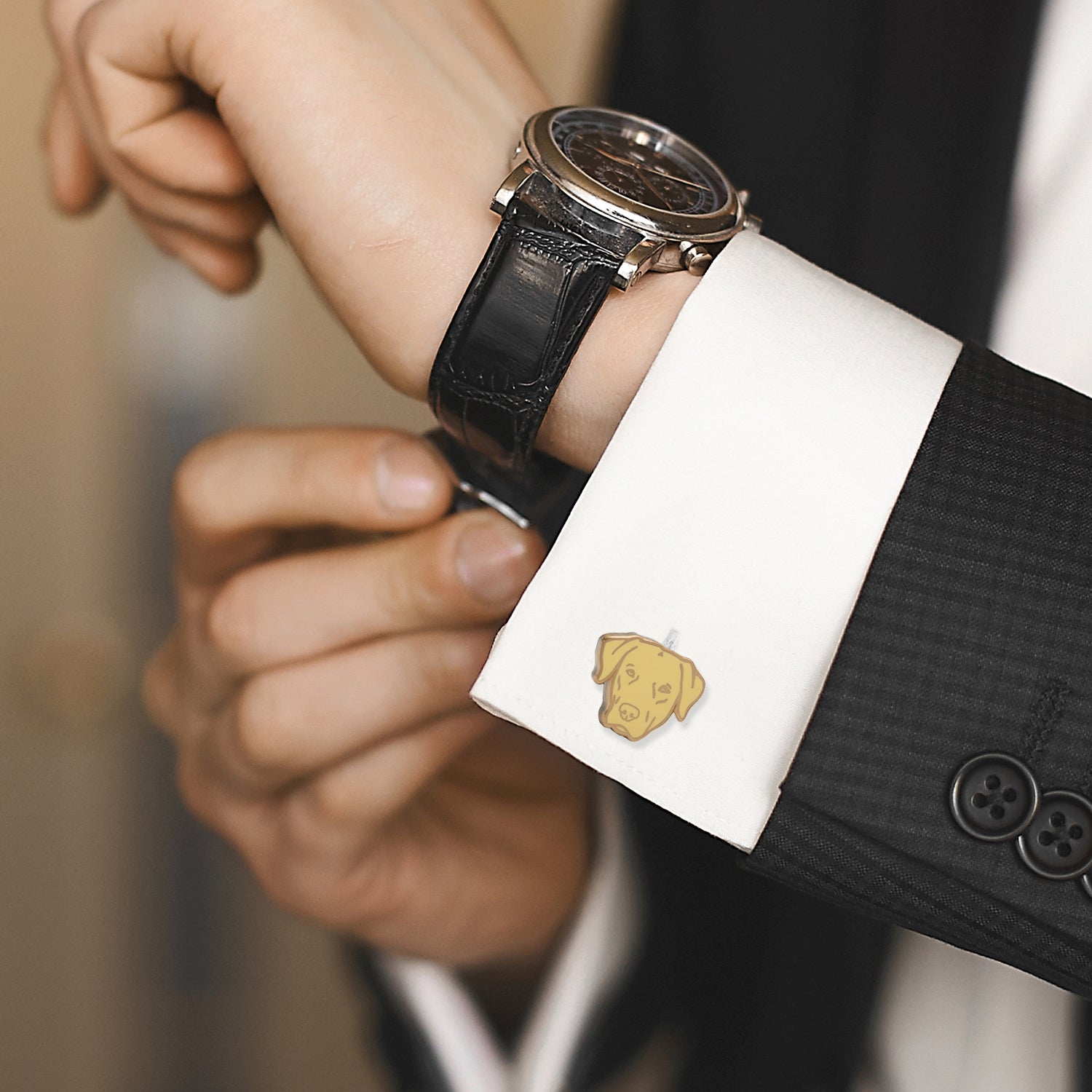 Yellow Labrador Cufflinks Image 2
