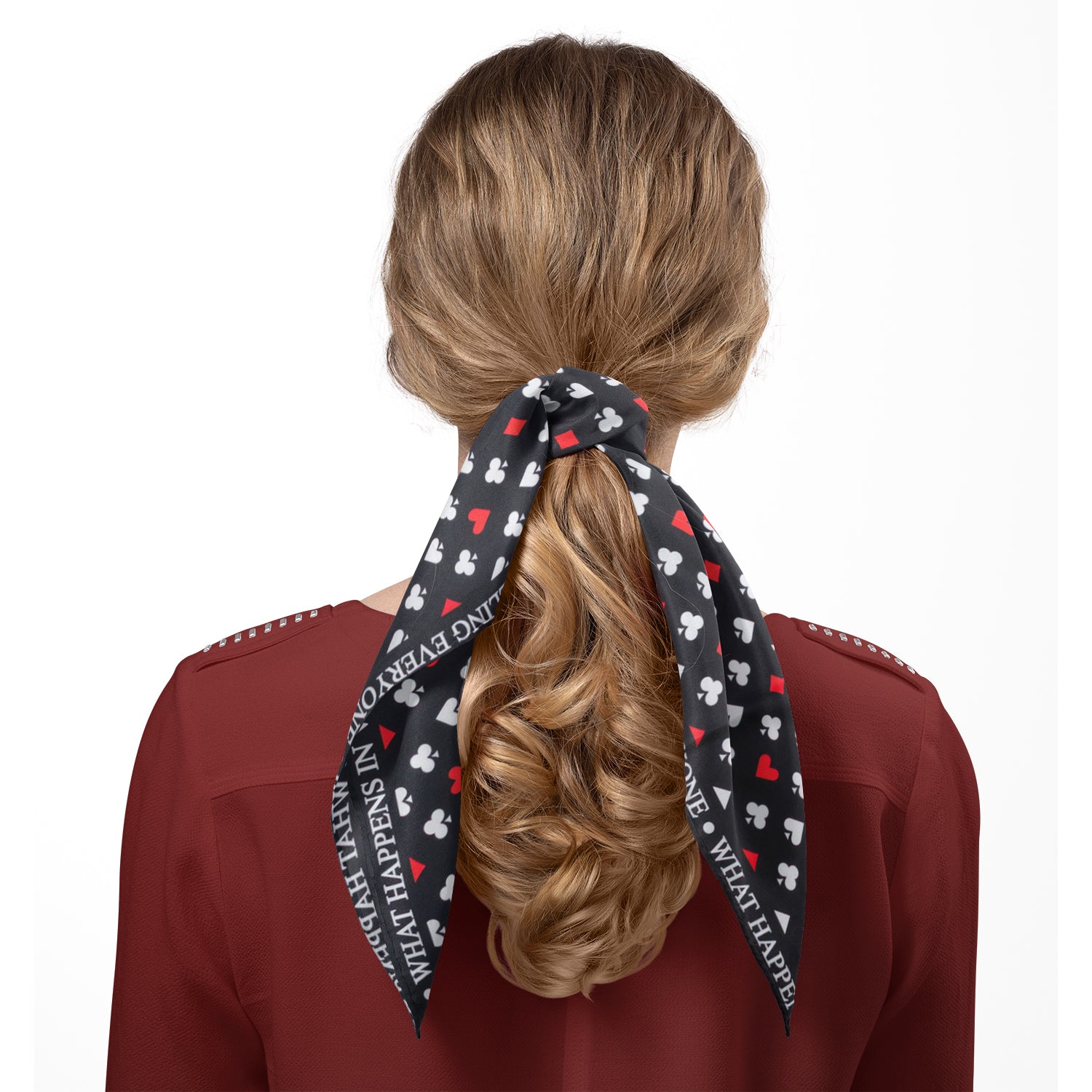 Satin Card Suits Vegas Black Scarf Image 5