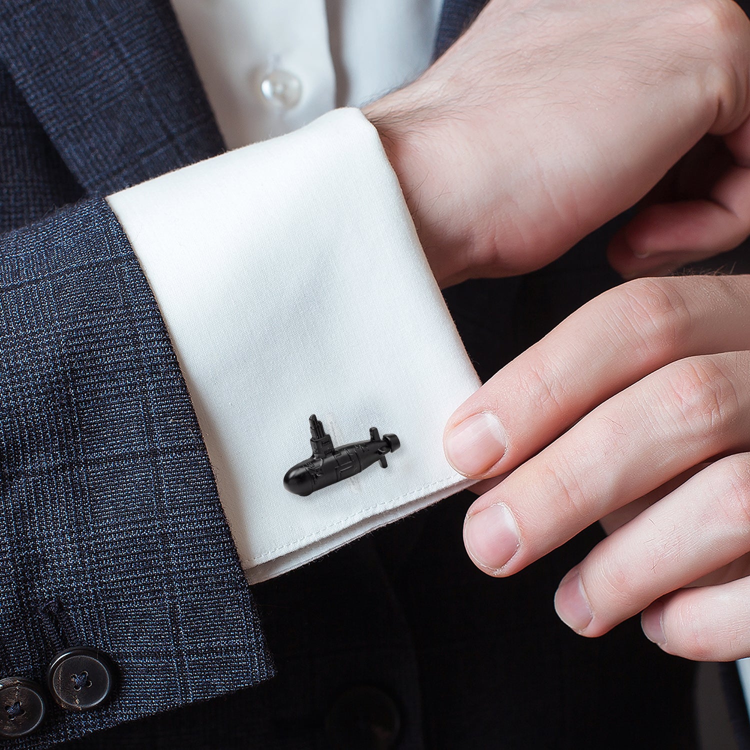 3D US Submarine Black Cufflinks Image 2