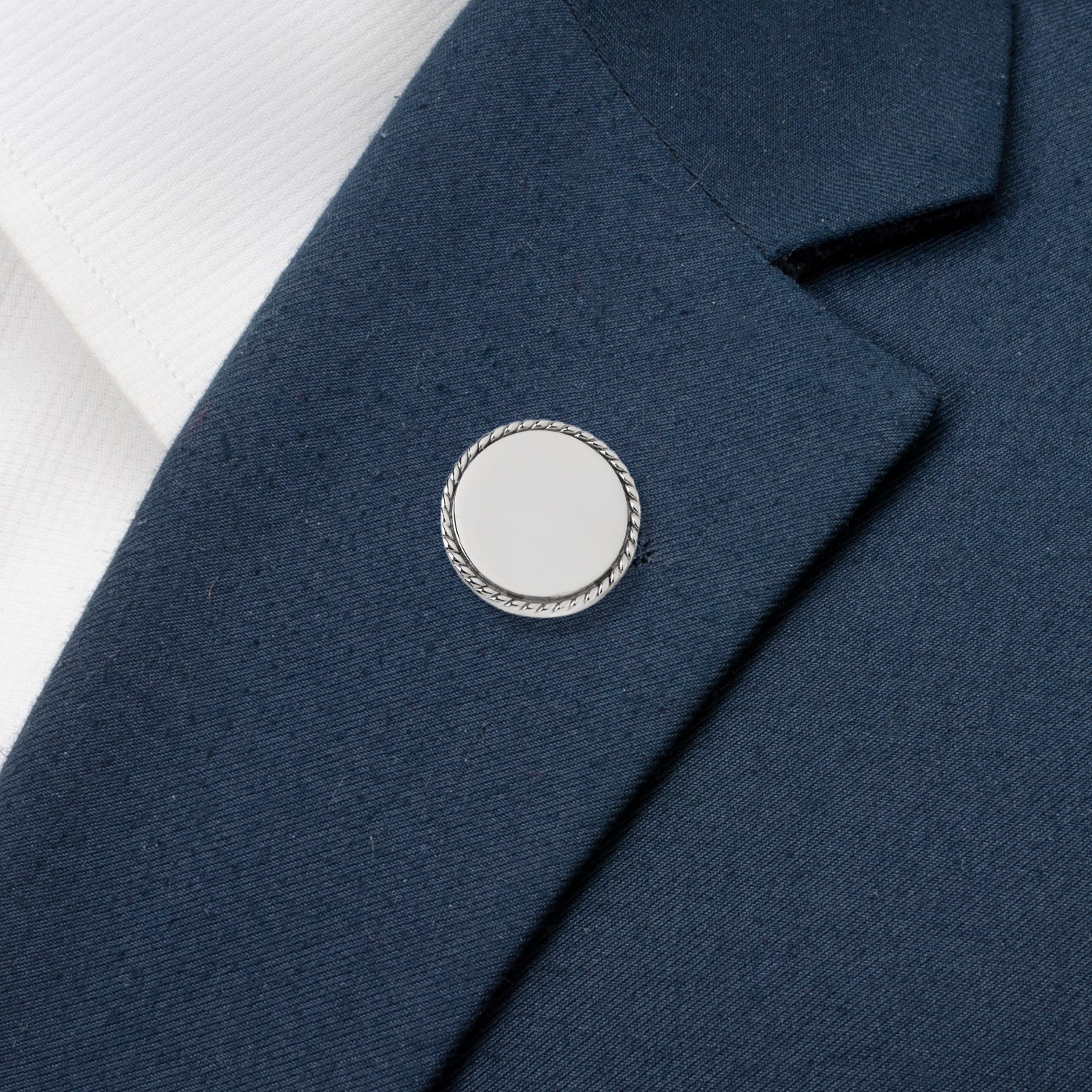 Stainless Steel Rope Border Round Engravable Lapel Pin Image 2