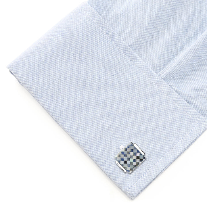 Floating Mother of Pearl Checkered Cufflinks Image 4