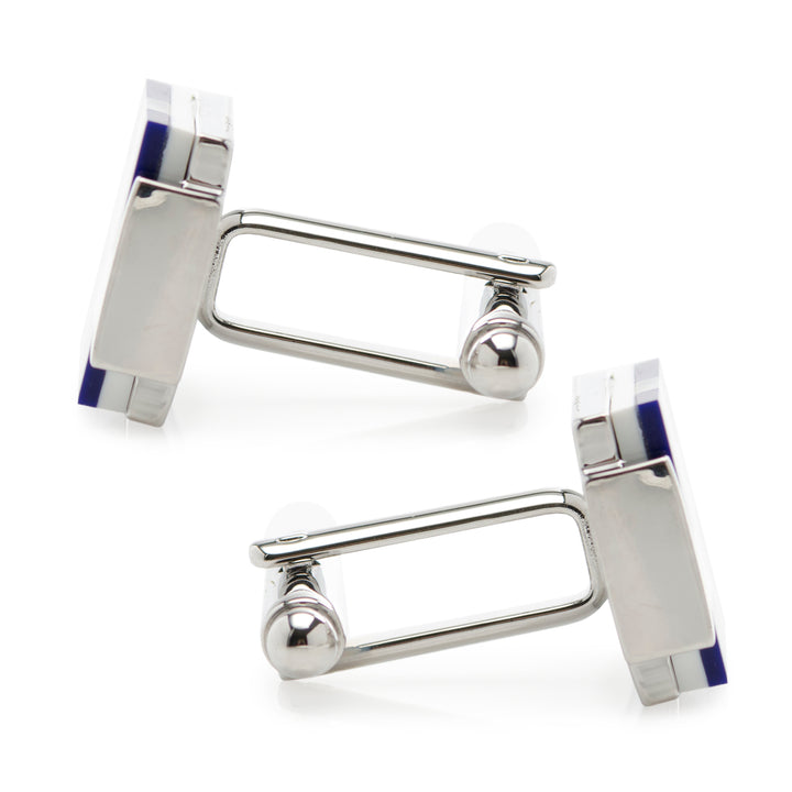 Mother of Pearl and Lapis Blue Windmill Square Cufflinks Image 3