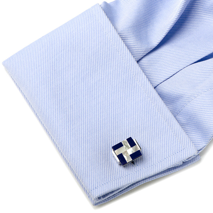 Mother of Pearl and Lapis Blue Windmill Square Cufflinks Image 4