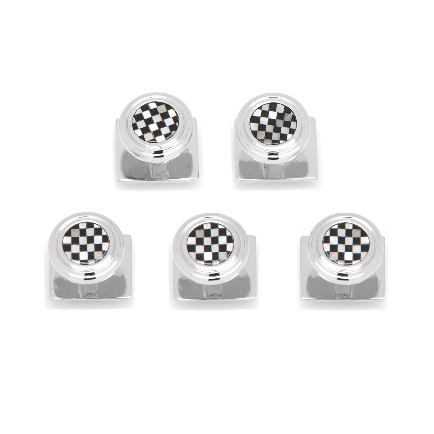 Onyx and Mother of Pearl Checker Step Studs Image 1