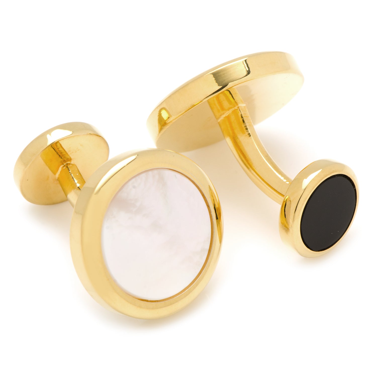 Double Sided Gold Mother of Pearl Round Beveled 5-Stud Set Image 5