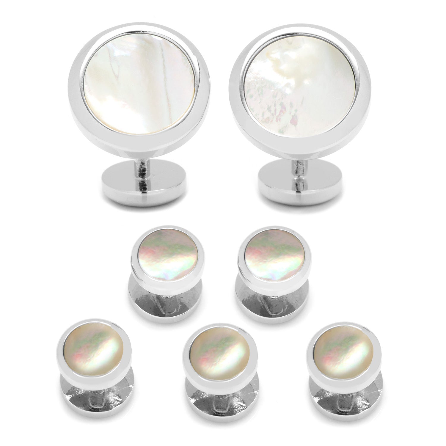 Double Sided Mother of Pearl Round Beveled 5-Stud Set Image 7