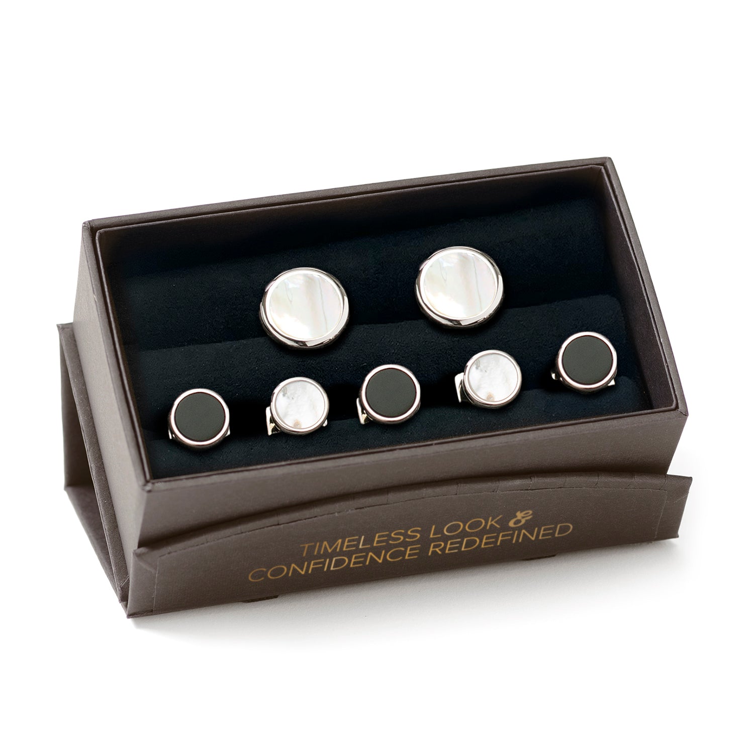 Double Sided Mother of Pearl Round Beveled 5-Stud Set Image 8