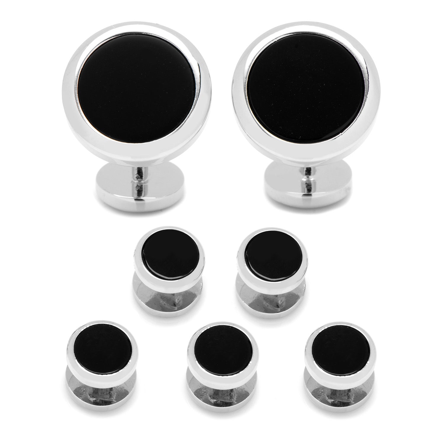 Double Sided Onyx Round Beveled 5-Stud Set Image 7