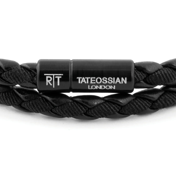 Chelsea Leather Bracelet In Black With Aluminium Clasp Image 3