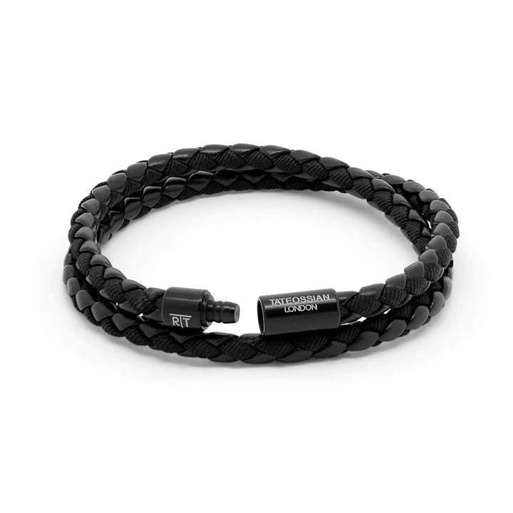 Chelsea Leather Bracelet In Black With Aluminium Clasp Image 4