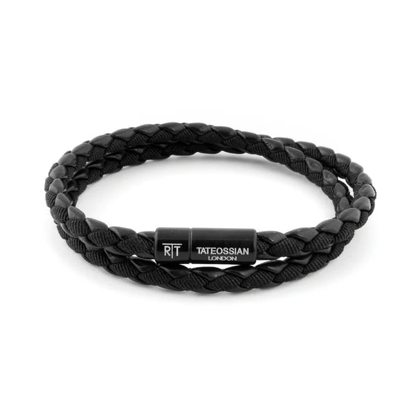 Chelsea Leather Bracelet In Black With Aluminium Clasp Image 1