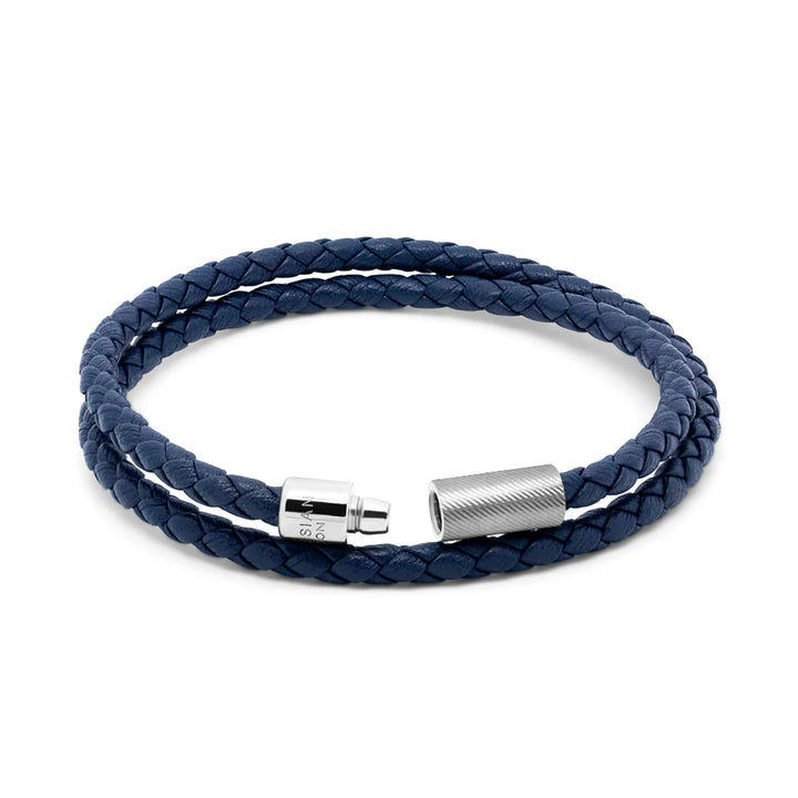 Pop Rigato Double Wrap Leather Bracelet In Navy Image 3