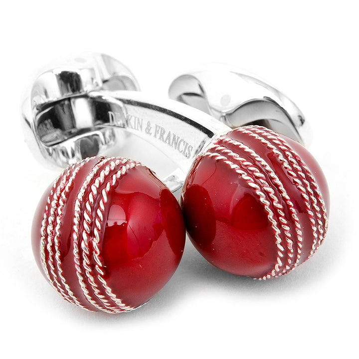 Sterling Red Cricket Ball Cufflinks Image 2