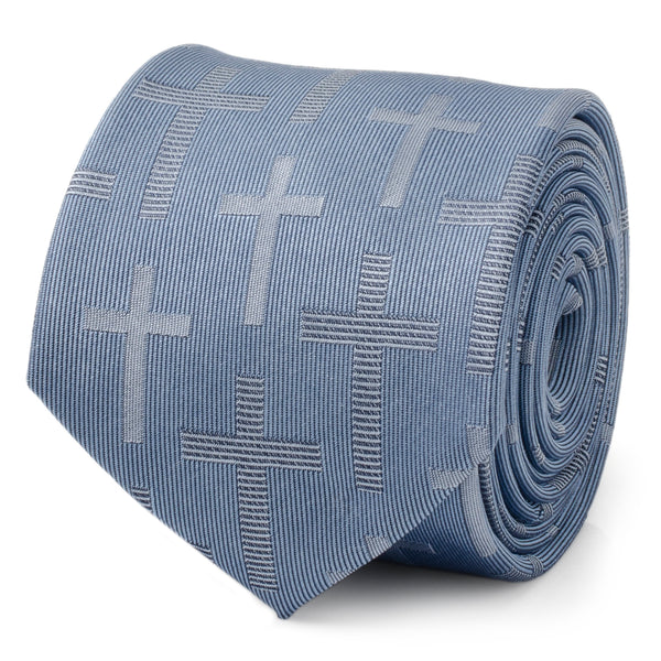 Blue Textured Cross Men's Tie Image 1
