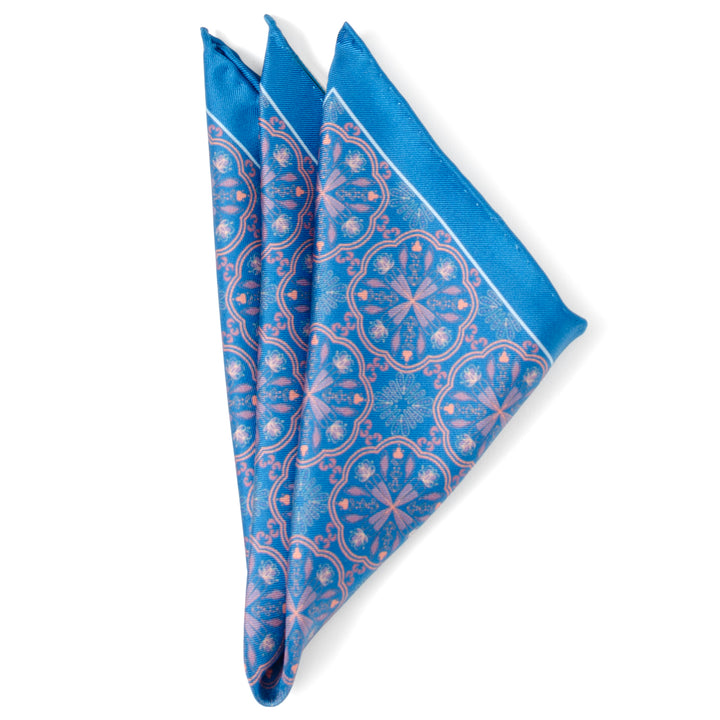 Aboriginal Ornament Patterned Blue Pocket Square Image 4
