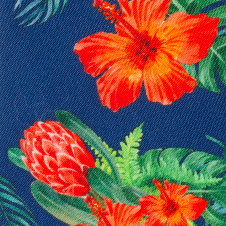 Tropical Hibiscus Men's Navy Tie Image 4