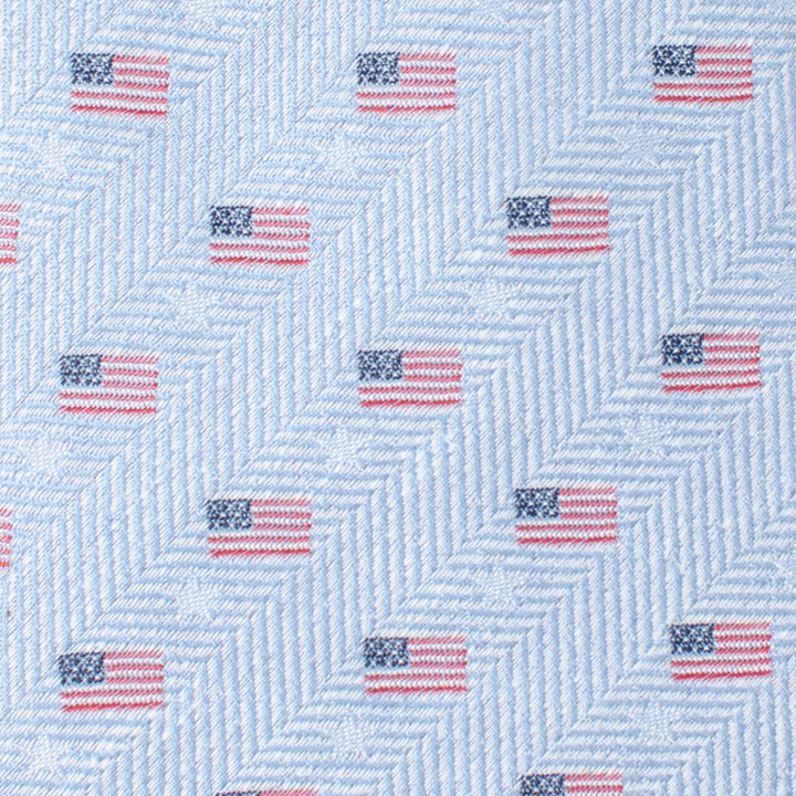 Light Blue American Flag Men's Tie Image 4