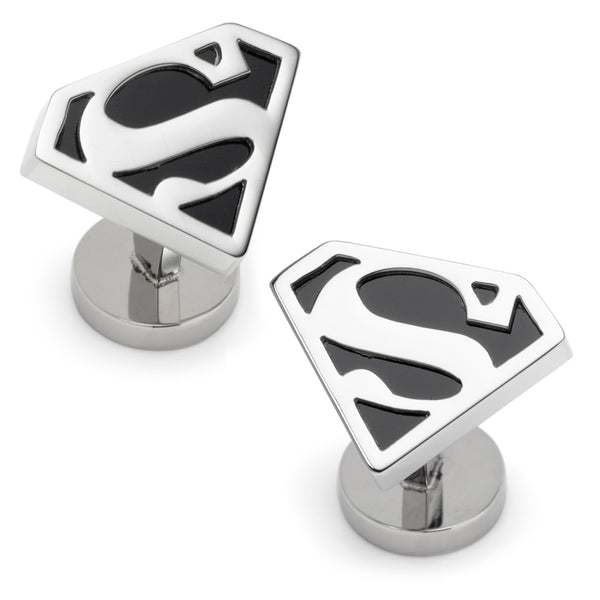 Superman Black Onyx Stainless Steel Cufflinks Image 1