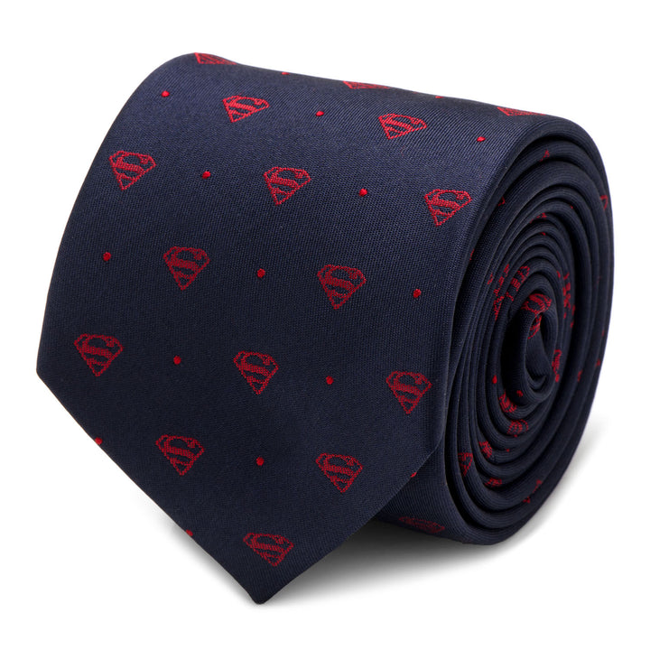 Superman Shield Navy and Red Dot Tie Image 1