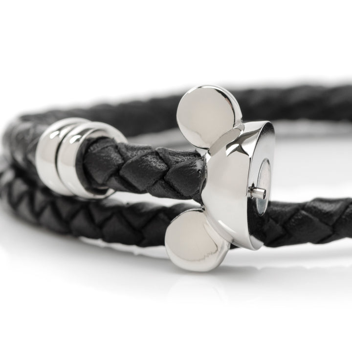 Mickey Silhouette Black Double Wrapped Leather Bracelet Image 5