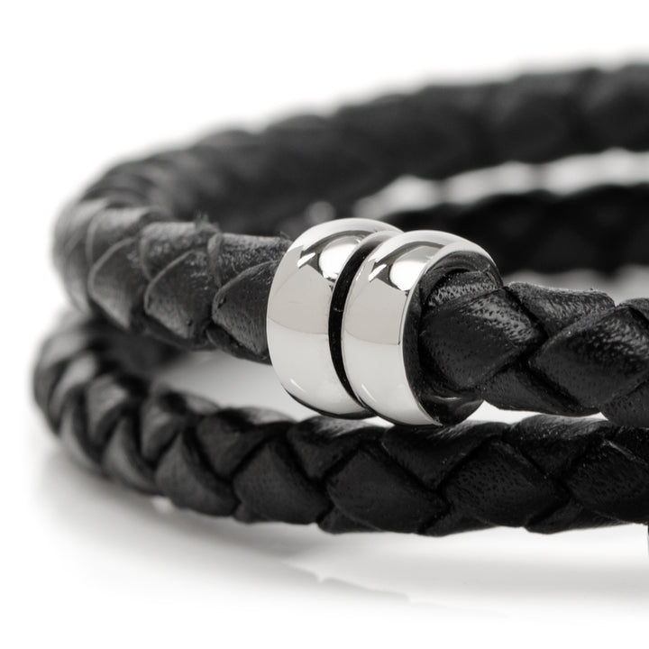 Mickey Silhouette Black Double Wrapped Leather Bracelet Image 7