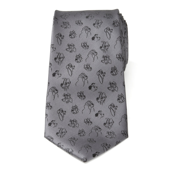 Dog Print Gray Men's Tie Image 3