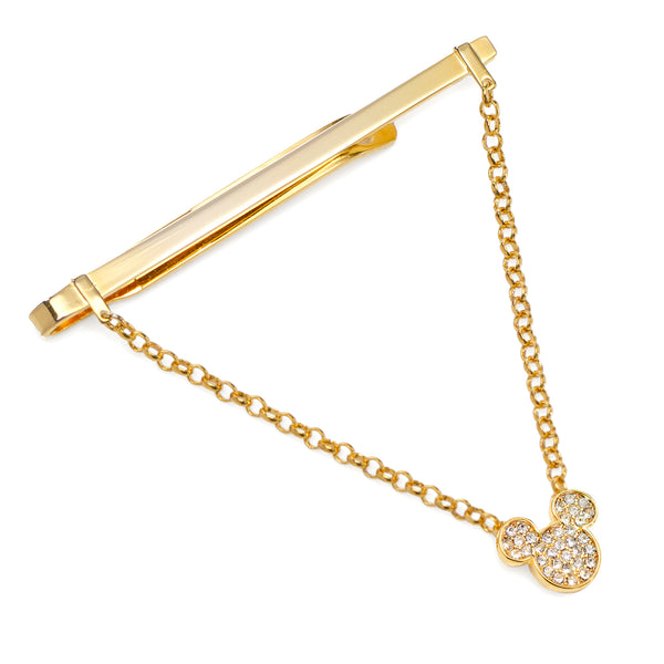 Mickey Gold Crystal Chain Tie Bar Image 1