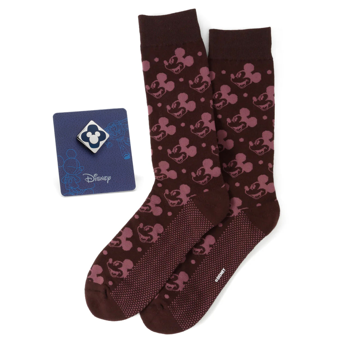 Disney Mickey Mouse Red Dot Socks and Blue Lapel Pin Gift Set Image 1