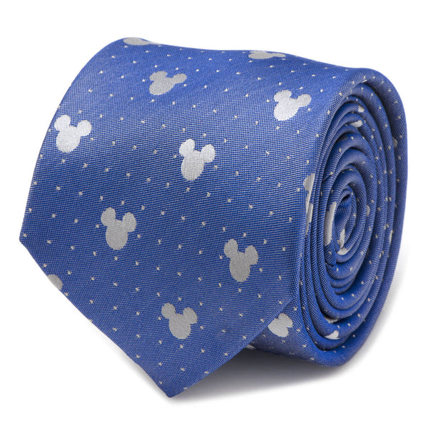 Mickey Mouse Blue Pin Dot Mens Tie Image 1