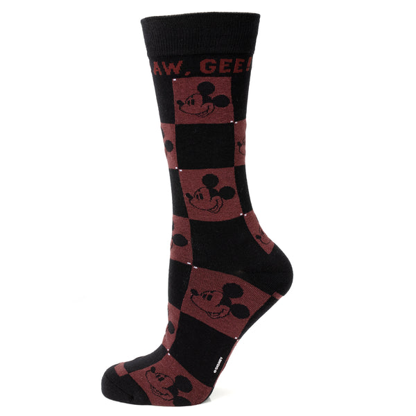 Mickey Check Black & Red Socks Image 1