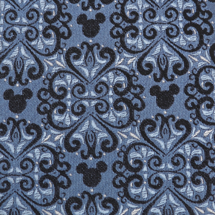 Mickey Mouse Damask Tile Blue Men's Tie Image 4