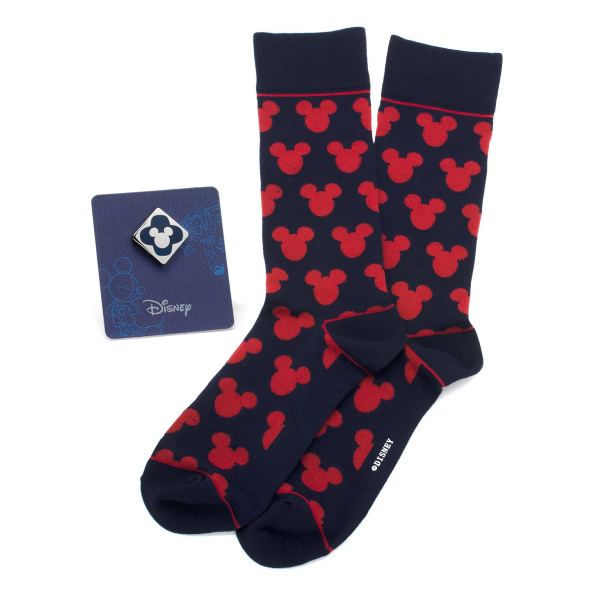 Disney Mickey Mouse Silhouette Blue Sock and Mickey Blue Lapel Pin Gift Set Image 1