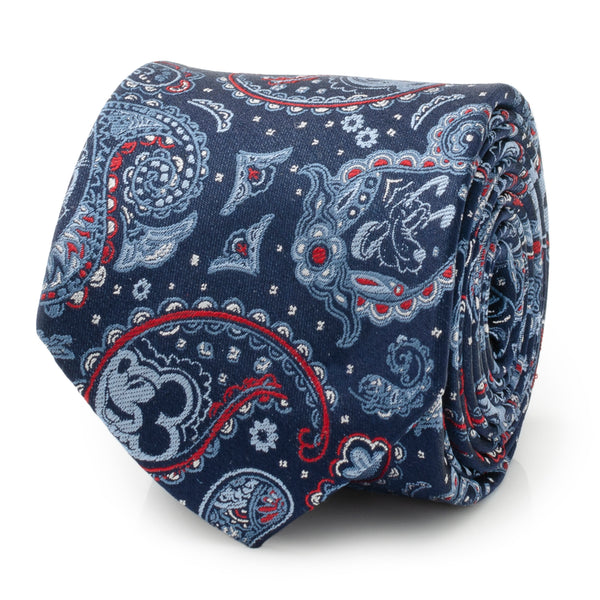 Mickey and Friends Paisley Blue Multi Men's Tie Image 1