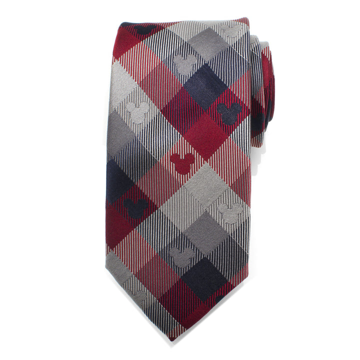 Mickey Mouse Red and Blue Plaid Mens Tie Image 3