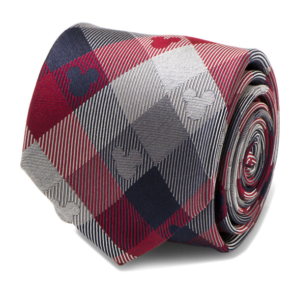 Mickey Mouse Red and Blue Plaid Mens Tie Image 1