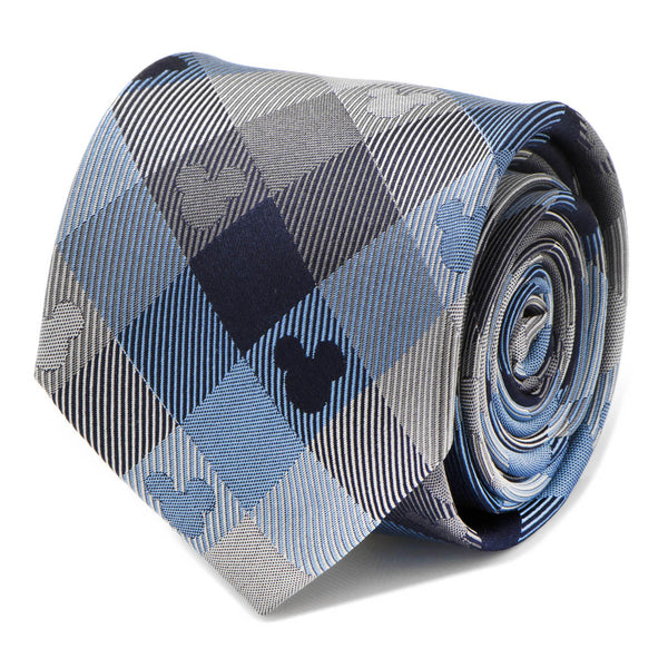 Mickey Mouse Blue Plaid Mens Tie Image 1
