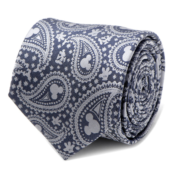 Mickey Mouse Gray Paisley Mens Tie Image 1