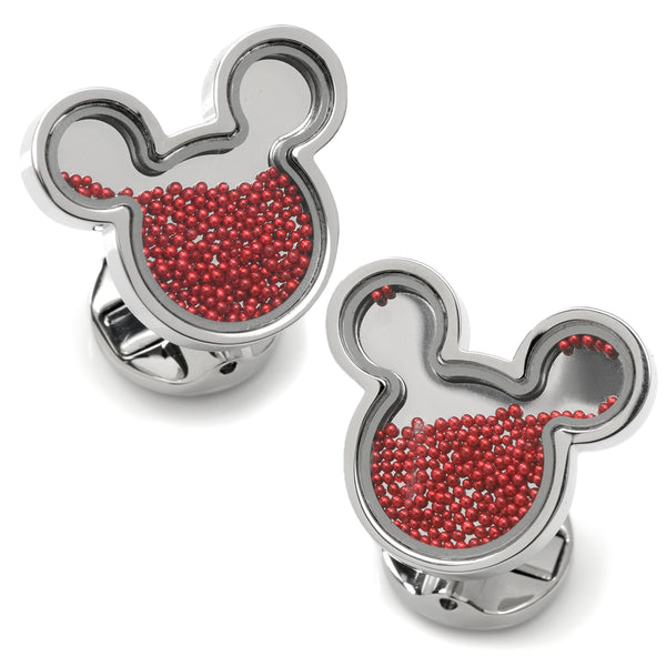 Mickey Mouse Silhouette Red Caviar Bead Cufflinks Image 1