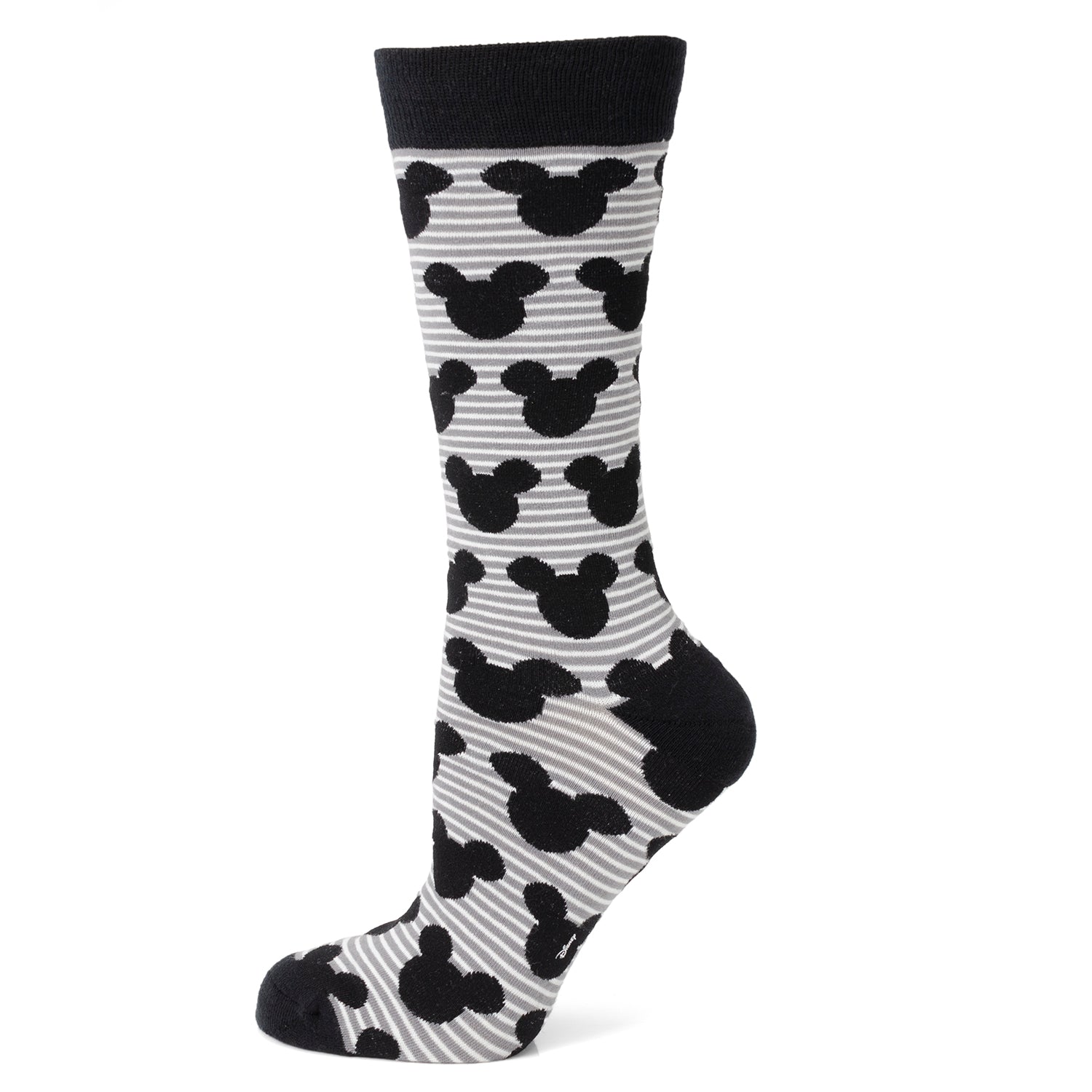 Disney Mickey Mouse Stripe Gray Sock and Mickey Blue Lapel Pin Gift Set Image 2