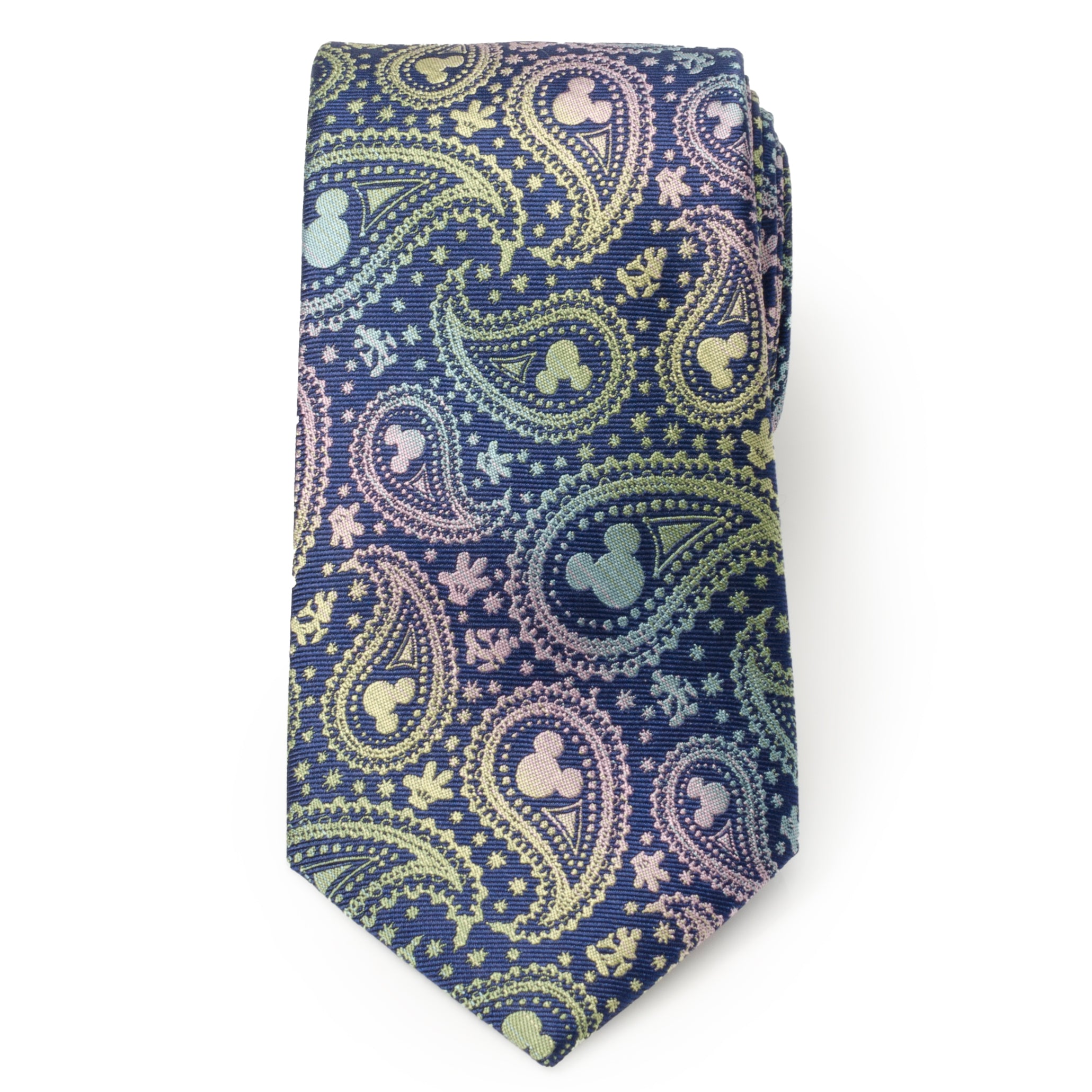 Mickey Silhouette Iridescent Paisley Navy Tie Image 3