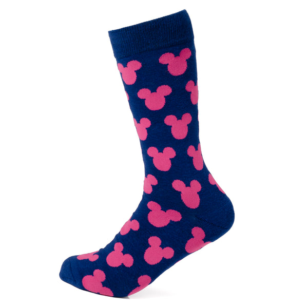 Mickey Silhouette Pink Navy Socks Image 1