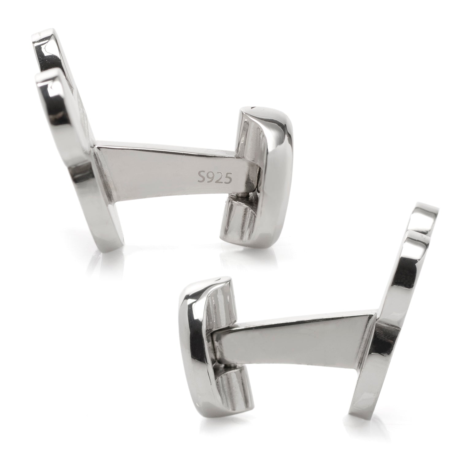 Mickey Silhouette Lavender Mother of Pearl Sterling Silver Cufflinks Image 4