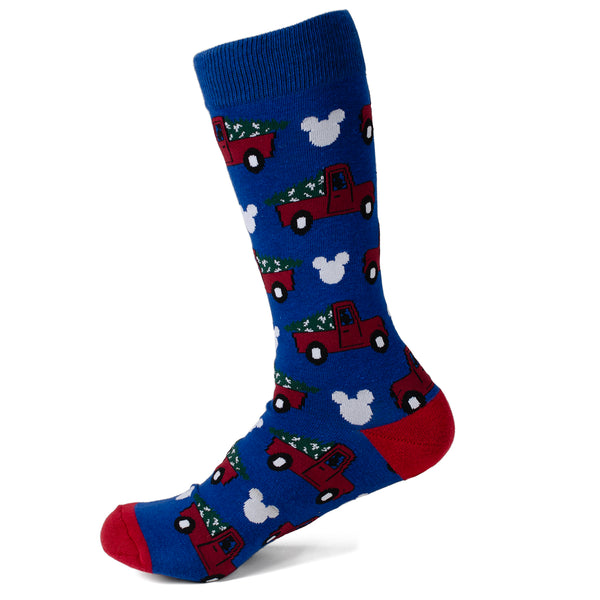 Mickey Silhouette Holiday Truck Navy Socks Image 1