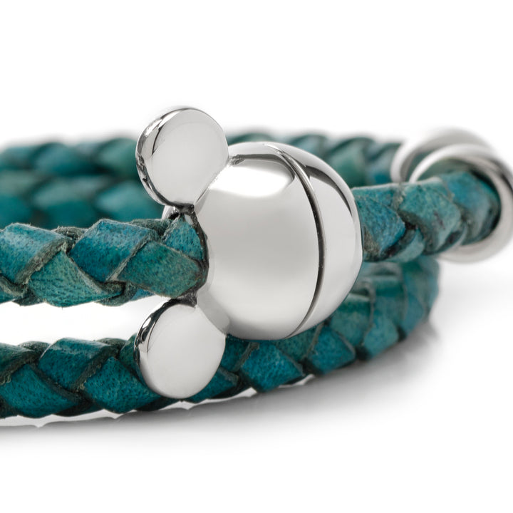 Mickey Silhouette Teal Double Wrapped Leather Bracelet Image 3