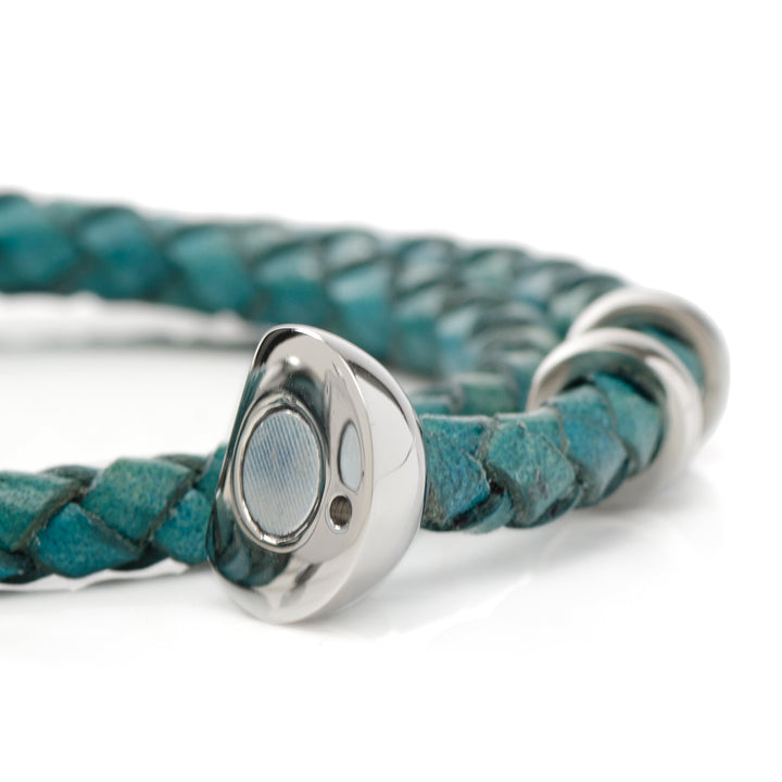Mickey Silhouette Teal Double Wrapped Leather Bracelet Image 5