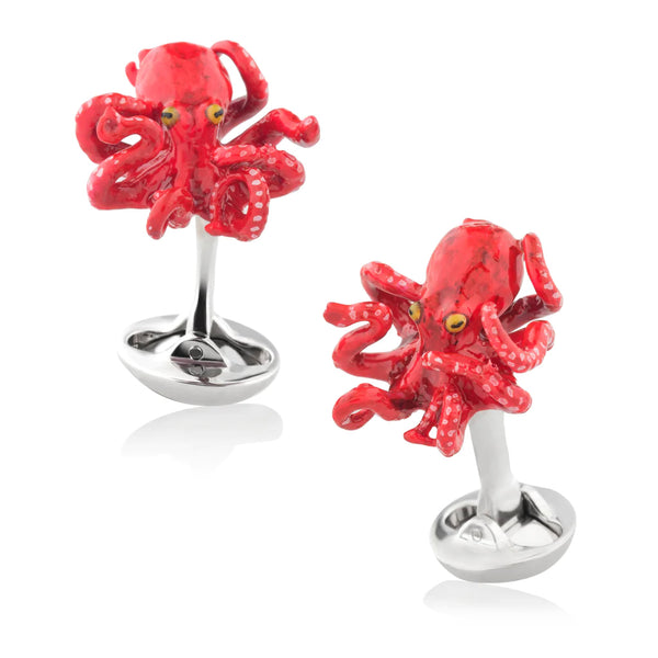 "Sixteen Legs" (Red) Octopus Cufflinks Image 1
