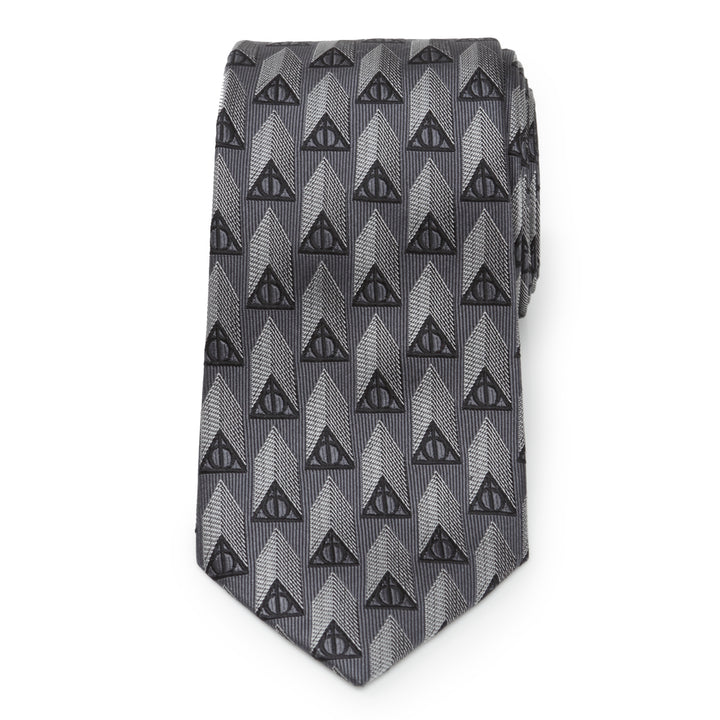 Deathly Hallows Pattern Gray Silk Men's Tie Image 3