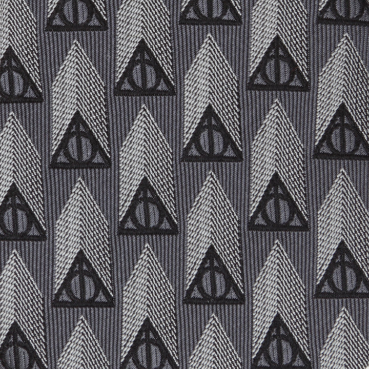 Deathly Hallows Pattern Gray Silk Men's Tie Image 4